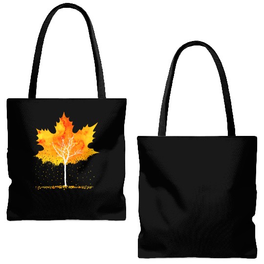 Maple Leaf Autumn Orange Fall Leaves Tote Bags (AOP)