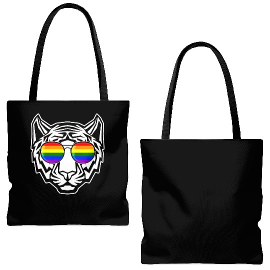 Pride LGBT Tiger Rainbow Sunglasses Tote Bags (AOP)