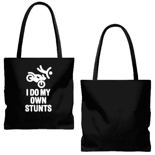I do my own stunts funny motorcycle cruiser biker Tote Bags (AOP)