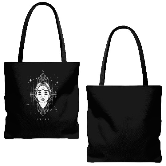 Occult Moon Baphomet Tarot Card Satanic Devil Tote Bags (AOP)