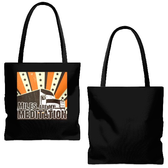 Truck Driver Load Miles Happy Trucker Road Runner Tote Bags (AOP)