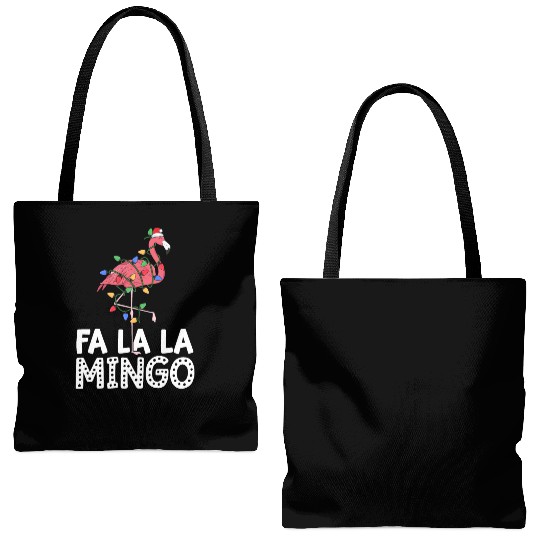 Fa La La Mingo Flamingo Christmas Tree Lights Tote Bags (AOP)