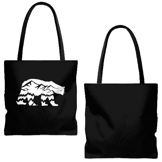 Polar Bear and Mountains Tote Bags (AOP)