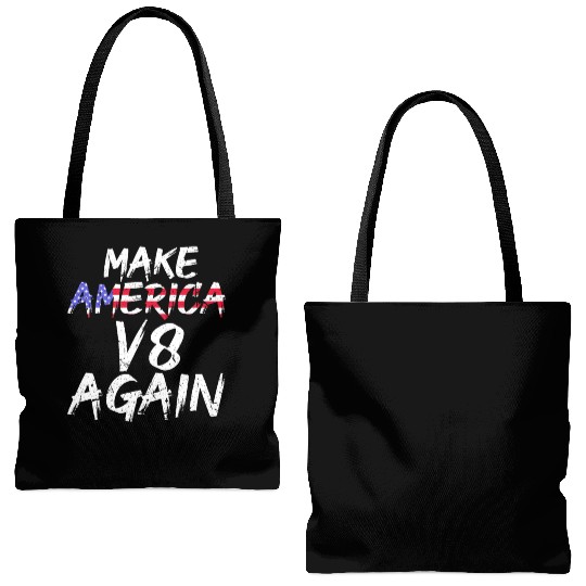 Make America V8 Again Muscle Car Drag Racing Trump Tote Bags (AOP)