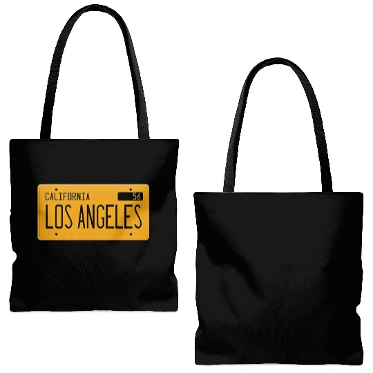 Los Angeles California 1956 yellow license plate Tote Bags (AOP)