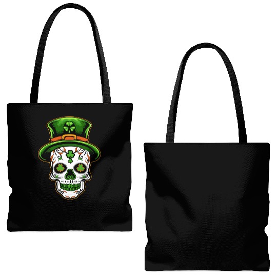 Sugar Skull St Patricks Day Tote Bags (AOP)