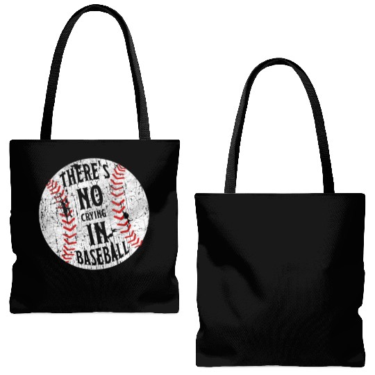 There's No Crying In Baseball I Love Sport Softba Tote Bags (AOP)