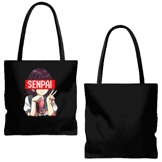 Senpai Anime Girl Japanese Cute Manga Kawaii Tote Bags (AOP)