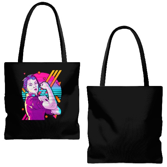 Rosie The Riveter Vaporwave Tote Bags (AOP)