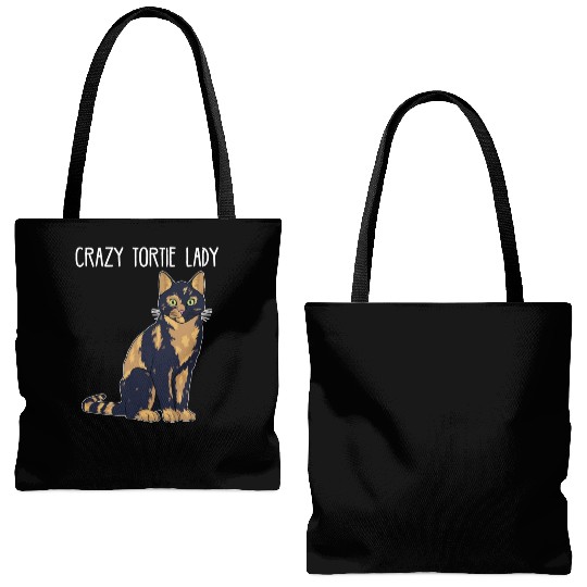 Crazy Tortie Lady Tortoise Shell Cat Owner graphic Tote Bags (AOP)