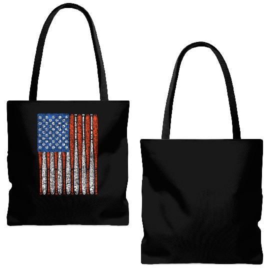 Vintage Baseball Bat American US Flag Gift Tote Bags (AOP)