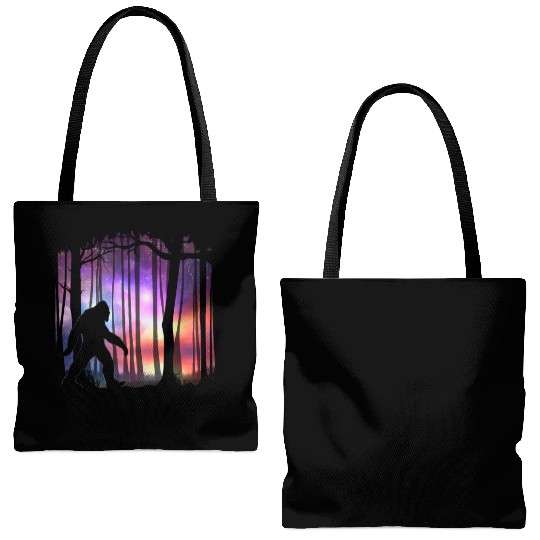 Bigfoot Northern Lights - Space Galaxy Aurora Tote Bags (AOP)