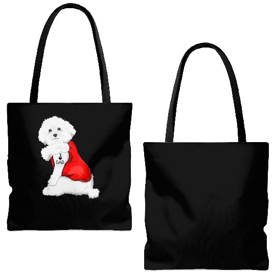 Funny bichon frise Dog I Love Mom Tattoo Lover Tote Bags (AOP)