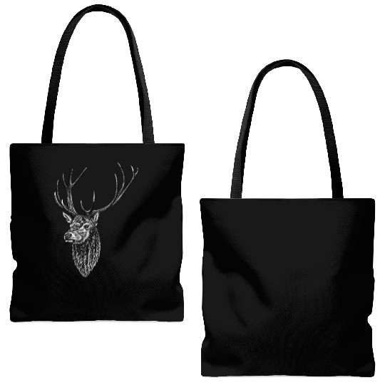 Red deer stag - ink illustration Tote Bags (AOP)