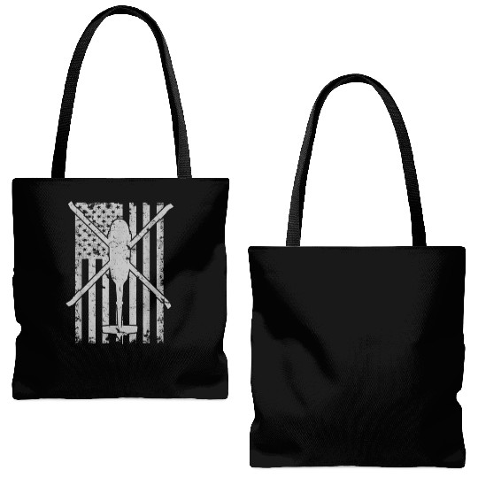 Uh 60 Black Hawk Military Helicopter Patriotic Fla Tote Bags (AOP)