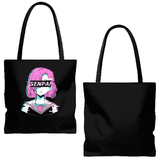 Aesthetic Vaporwave Anime Girl - Notice Me Senpai Tote Bags (AOP)