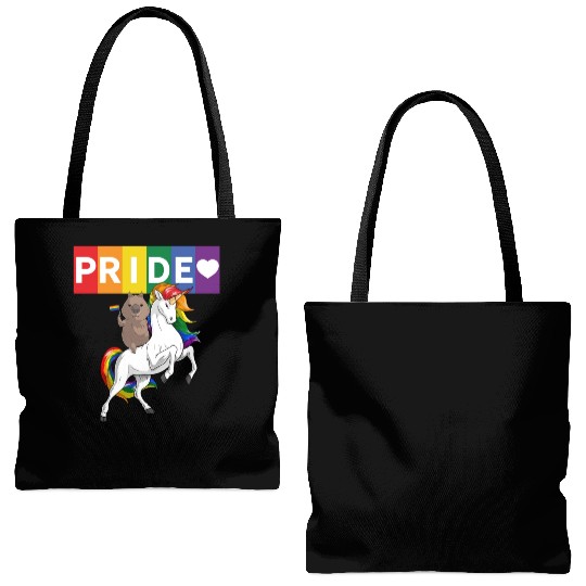 LGBT Gay Pride Wombat Riding Rainbow Unicorn Tote Bags (AOP)