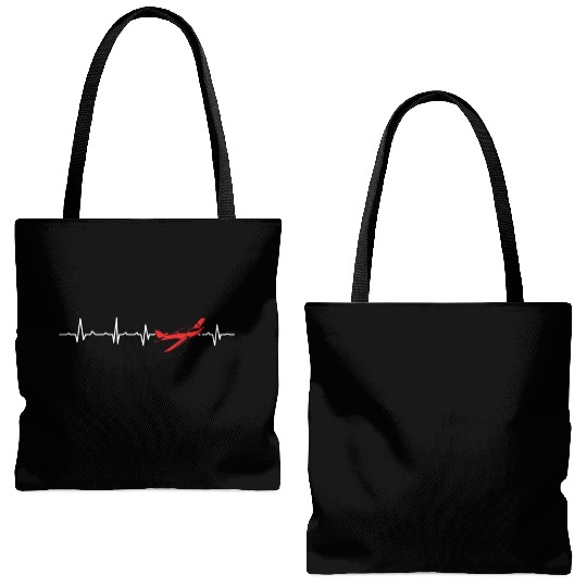 Pilot Heartbeat Aviator Flight Engineers Airplane Tote Bags (AOP)