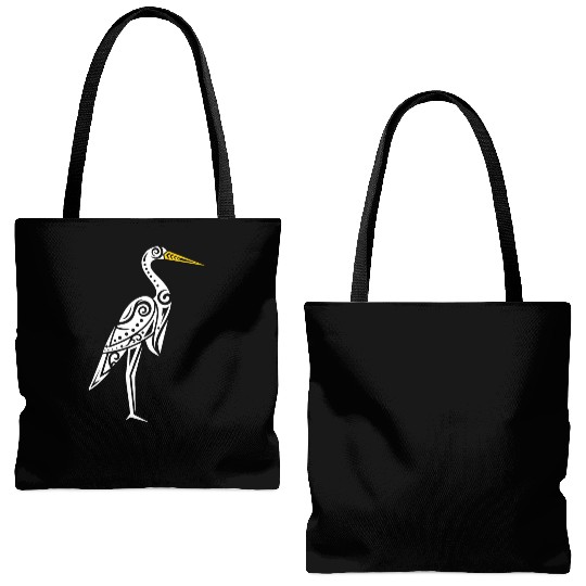Maori Kotuku White Heron Polynesian T Tattoo Tote Bags (AOP)