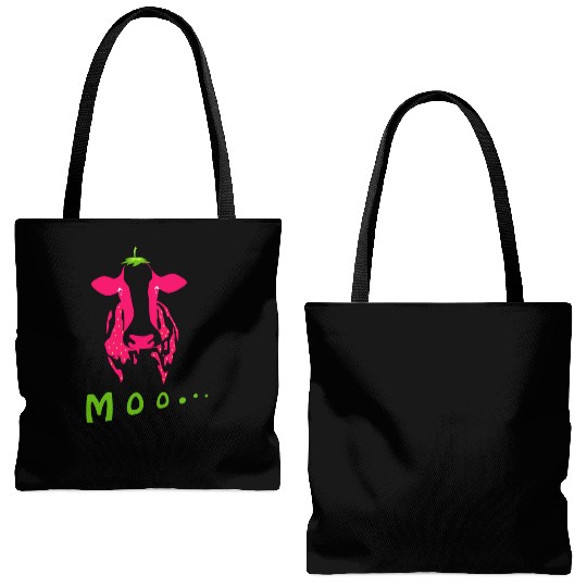 Strawberry cow, Strawberry cow pink, pink cow Tote Bags (AOP)