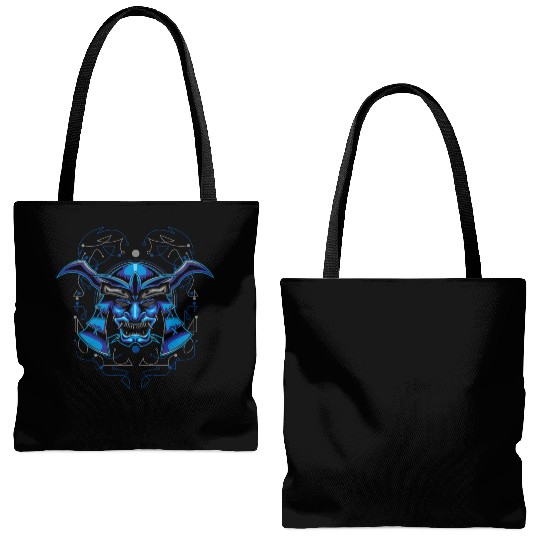 samurai head shinigami mask Tote Bags (AOP)