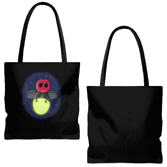 Cute lightning bug firefly cartoon illustration Tote Bags (AOP)