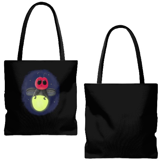 Cute lightning bug firefly cartoon illustration Tote Bags (AOP)