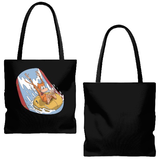 Funny monkey in water park on slide Tote Bags (AOP)