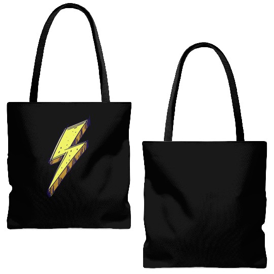 Lightning Bolt Color Illustration Tote Bags (AOP)