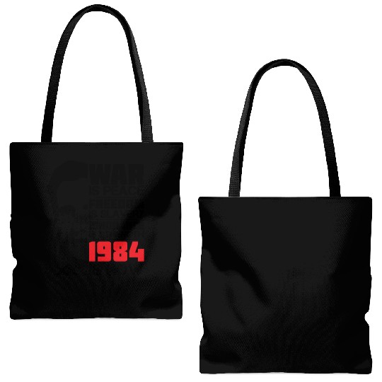 War is peace, George Orwell Portrait, 1984 Tote Bags (AOP)