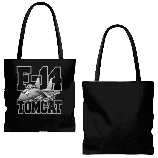 F-14 Tomcat Military Fighter Jet Aircraft Cartoon Tote Bags (AOP)