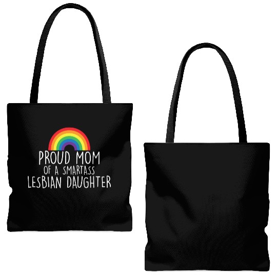 Proud Mom of LGBT Lesbian Daughter Rainbow Designs Tote Bags (AOP)