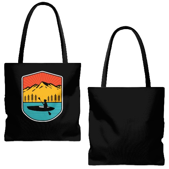 Retro Kayaking Boating Paddling In Lake Tahoe Tote Bags (AOP)
