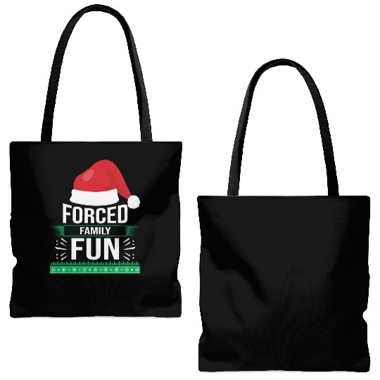 Forced Family Fun Sarcastic Christmas Quote Funny Tote Bags (AOP)