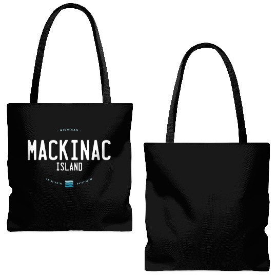 Mackinac Island Michigan Beach Waves Tote Bags (AOP)