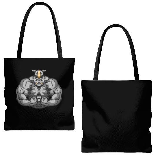Bodybuilder Rhino Toning Rhinoceros Fitness Tote Bags (AOP)