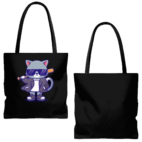 Cat Sun Glasses Bat Tote Bags (AOP)