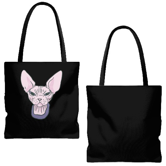 grumpy catpinkGrumpy Sphinx Cat - Purple Tote Bags (AOP)
