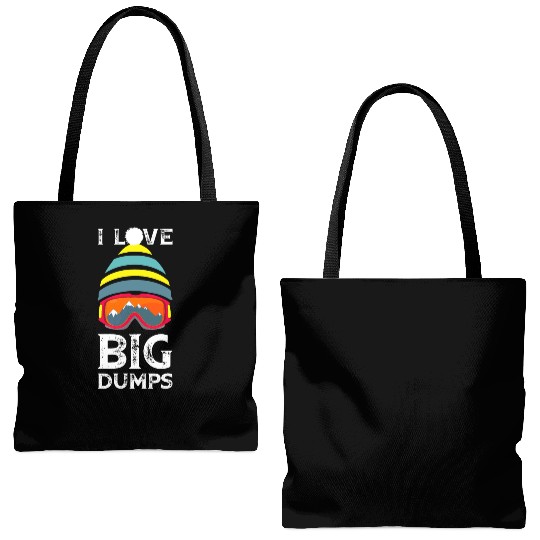 'I Love Big Dumps' Cool Snowboarding Skiing Gift Tote Bags (AOP)