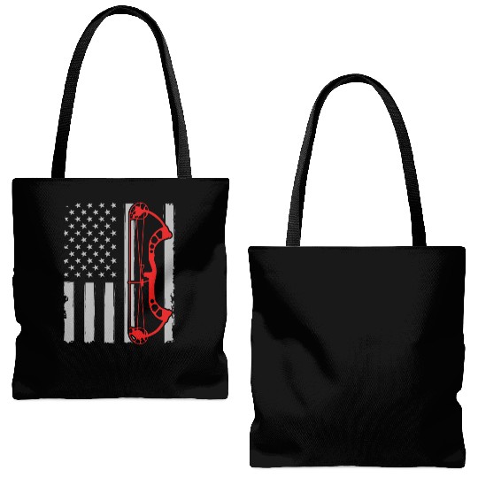 Bow deer hunting American flag gift for Bow Tote Bags (AOP)
