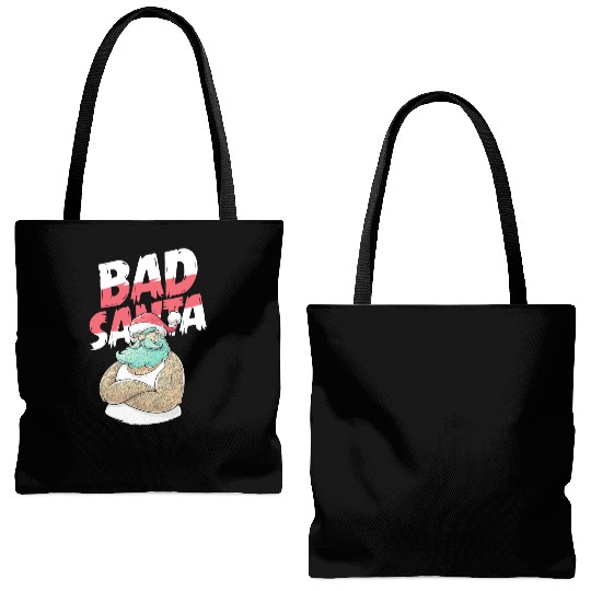 Bad Santa Claus Christmas Tattoo Tote Bags (AOP)