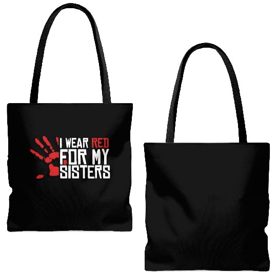I Wear Red For My Sisters Native American MMIW Tote Bags (AOP)