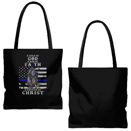 Police Officer Knight Templar A Child Of God A Man Tote Bags (AOP)
