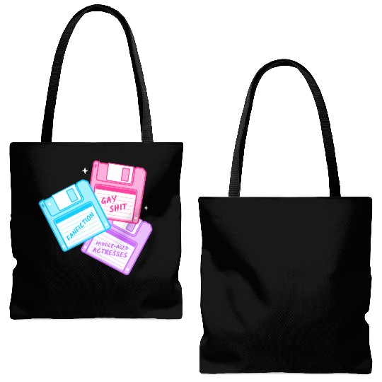 Queer floppy disks about gay shit and fanfiction Tote Bags (AOP)