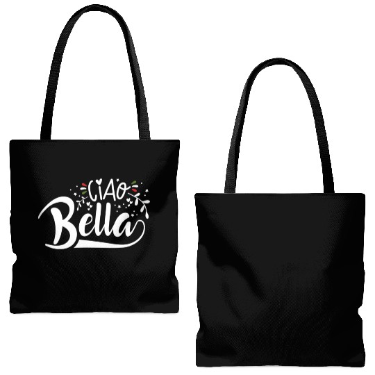 Ciao Bella Italy Quote In Italian Graphic Tote Bags (AOP)