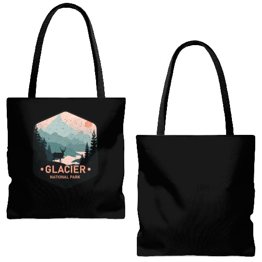 Vintage Glacier National Park Deer Mountains Gift Tote Bags (AOP)
