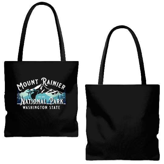 Vintage Mount Rainier National Park Washington Sou Tote Bags (AOP)