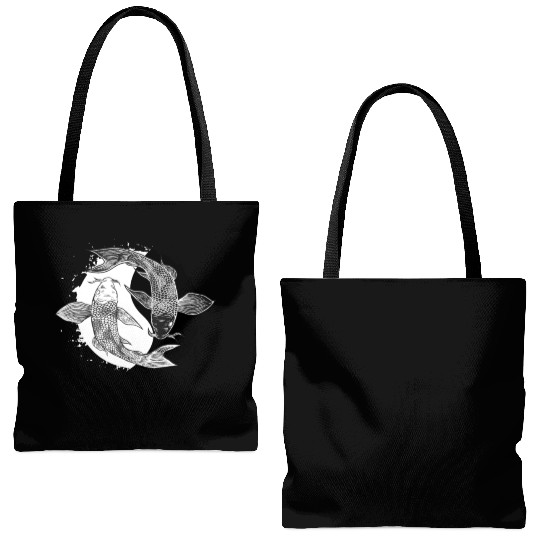 Koi Fish Yin Yang Symbol Harmony Taoism China Gift Tote Bags (AOP)