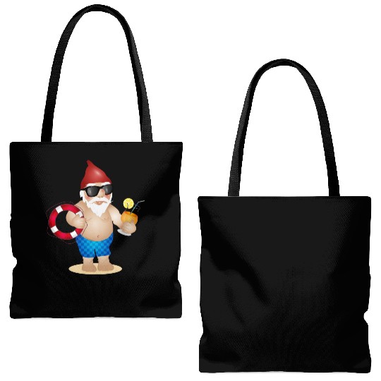Garden gnome with swimming trunks and lifebuoy Tote Bags (AOP)
