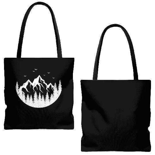 Mountain nature summer hiking alps outdoor trees Tote Bags (AOP)
